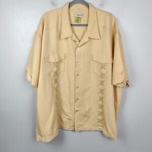 Cubavera Rayon Blend Hawaiian Shirt Mens 4XL Pale Yellow Pockets Textured Surf